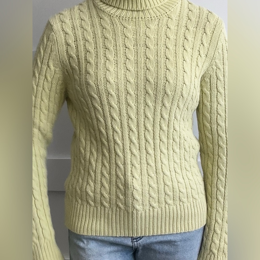 Vintage Ann Taylor green Cable Knit Turtleneck Sweater